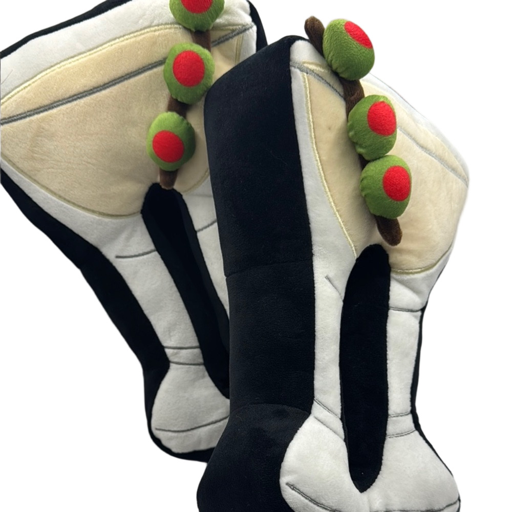 Black and White Plush Slippers